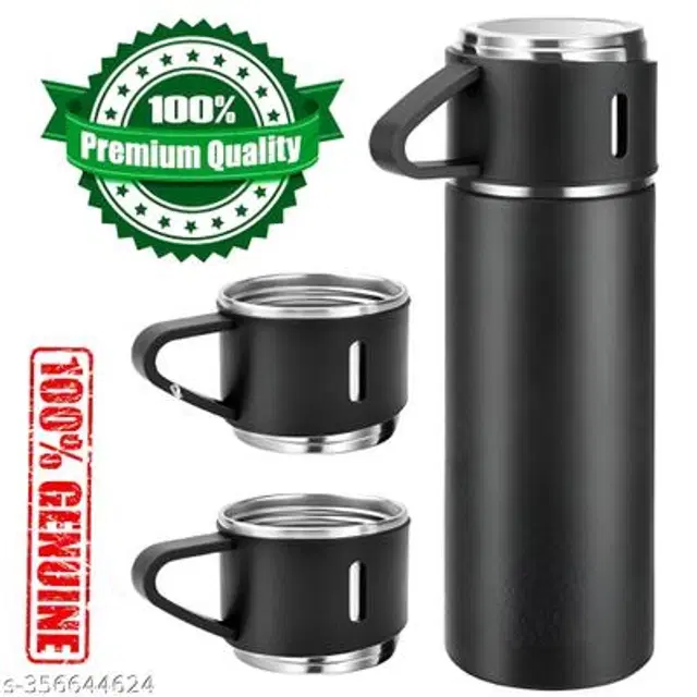 Stainless Steel Vacuum Flask with 2 Cups, Multicolor, 500 ml