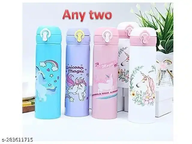 Unicorn Theme Water Bottle, Assorted, 500 ml, Pack of 2