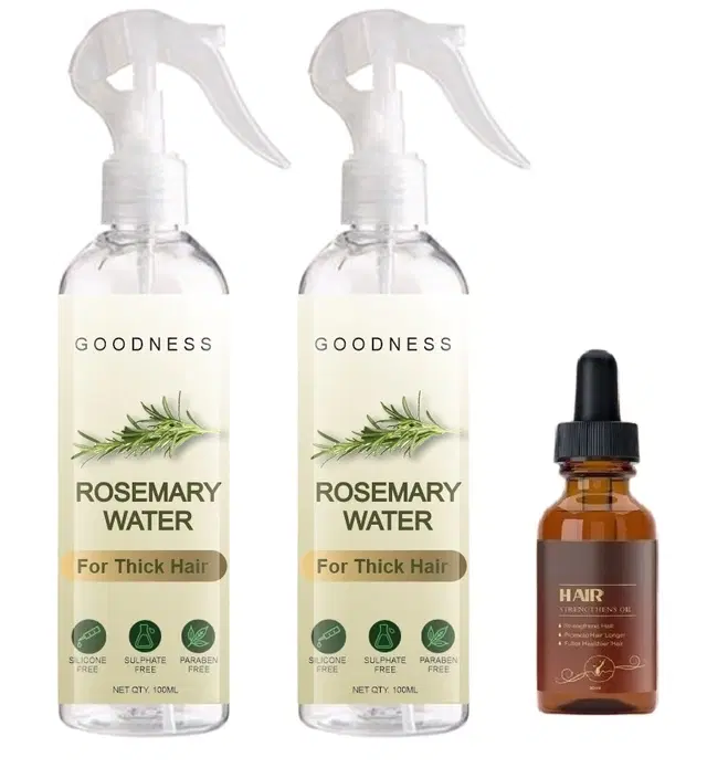 Combo of Rosemary Water, 100 ml, Pack of 2 with Hair Strengthens Oil, 30 ml, Set of 3