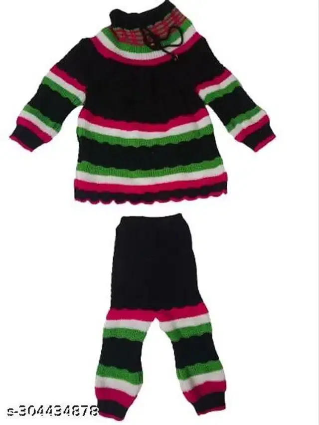 Woolen Sweater & Pant for Girls (Multicolor, 3-6 Months)