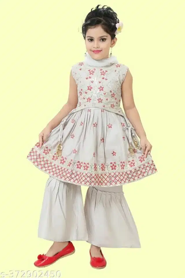 Net Clothing Set for Girls (Grey, 6-7 Years)
