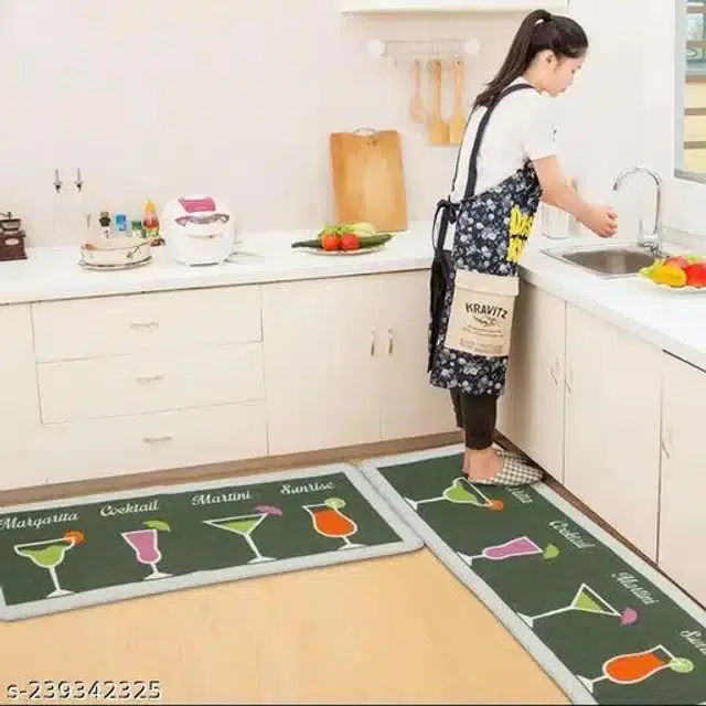 Anti Slip Kitchen Mat, Multicolor, Pack of 2