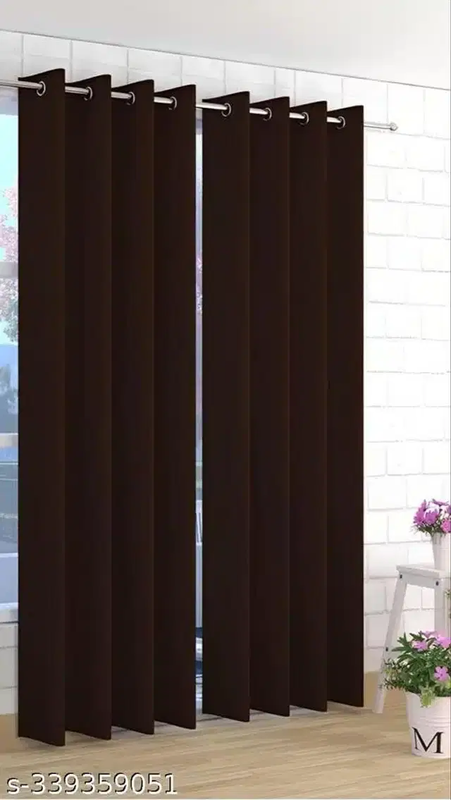 Polyester Curtain for Door, Brown, 5 Feet