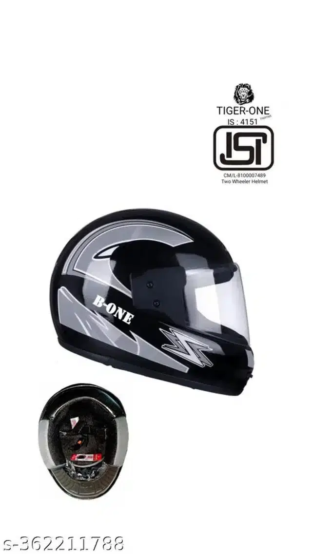 Full Face Helmet for Men & Women, Black & Grey