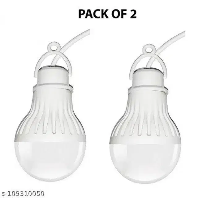 LED Bulb with USB Cable, White, 9 W, Pack of 2