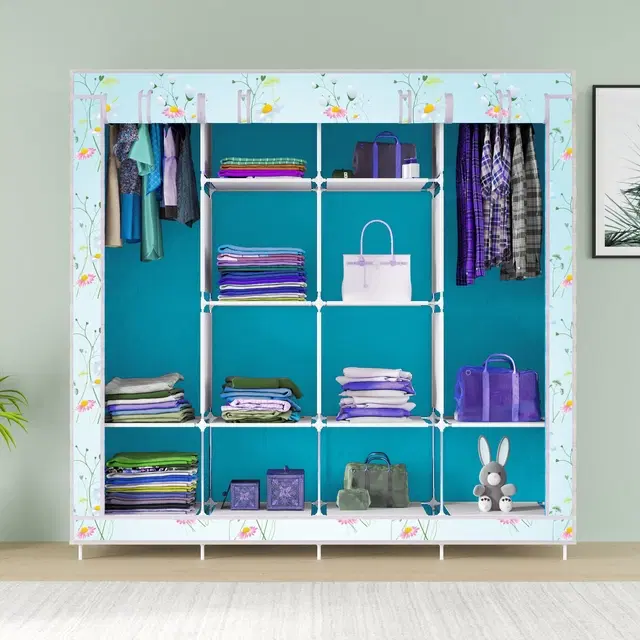 Plastic Printed Collapsible Wardrobe, Multicolor