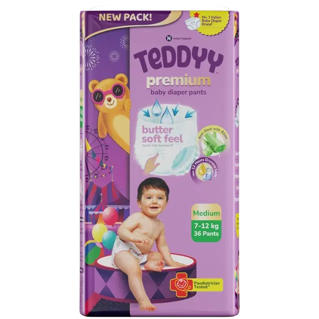 Teddyy Premium Baby Diaper Pant Style (36 Pants) (Medium)