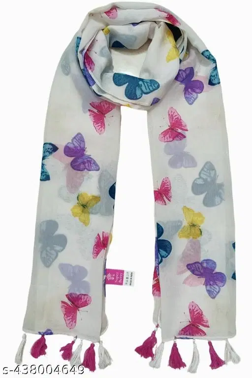 Poly Chiffon Printed Scarve for Women (Multicolor, 1.75 m)