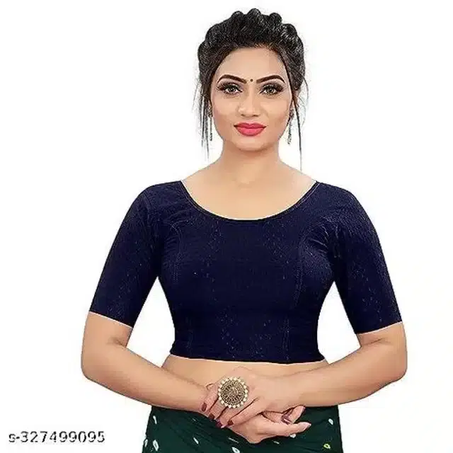 Half Sleeves Blouse for Women (Navy Blue, 26)