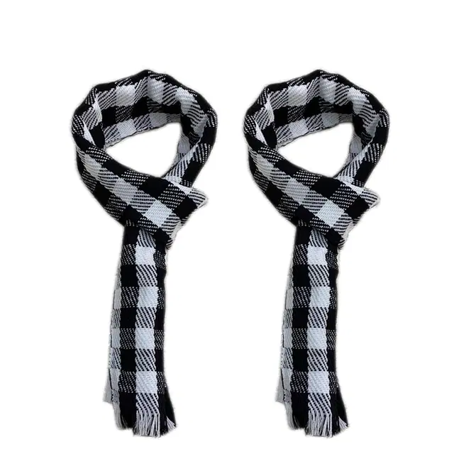 Woolen Checked Mufflers for Men & Women, Pack of 2 (Black & White)
