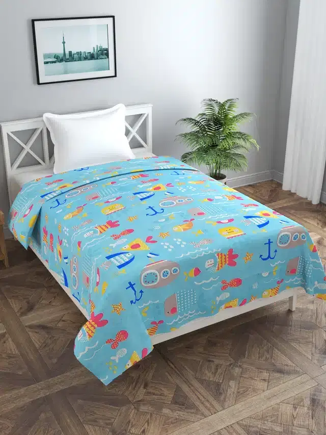 Printed Single Duvet Cover with Zipper, Multicolor, 60x90 Inches