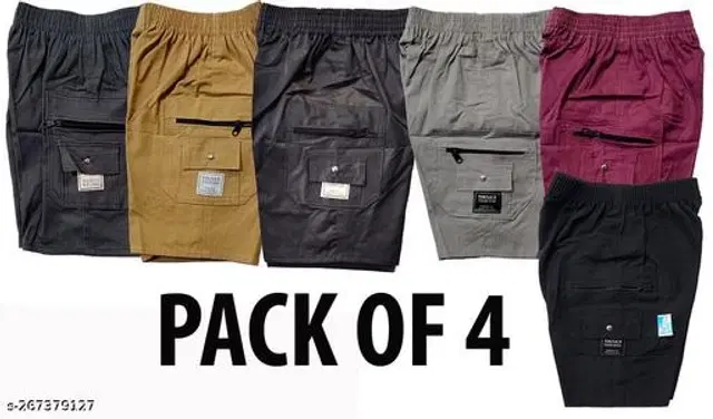 Cotton Capris for Boys, Pack of 4 (Multicolor, 9-12 Months)