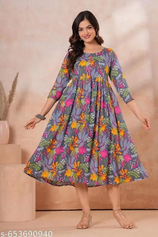 Rayon Kurti for Women, Multicolor (S)