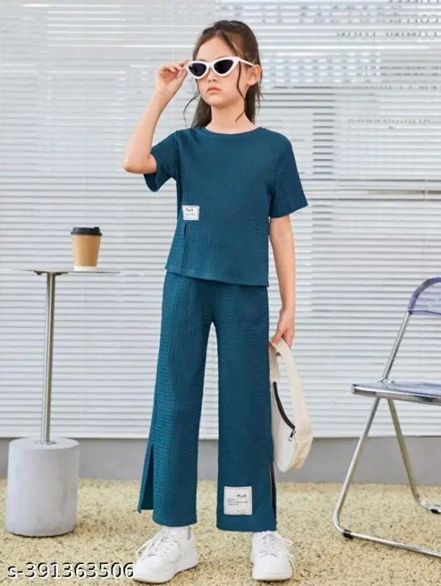 Woolen Solid Clothing Sets for Boys & Girls (Blue, 3-4 Years)