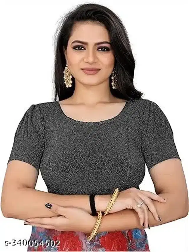 Half Sleeves Blouse for Women (Grey, 26)