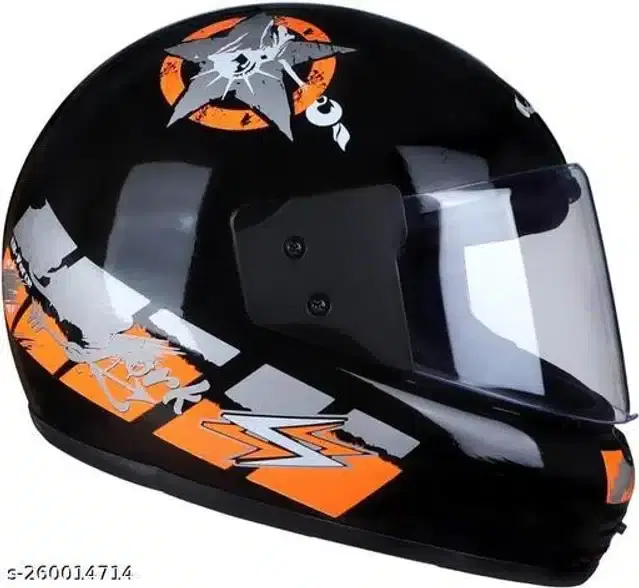 Full Face Helmet For Men & Women, Black & Orange