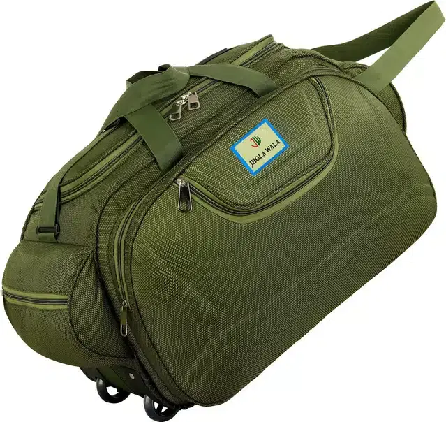 Nylon Traveling Luggage Bag with Wheels, Olive,60 L