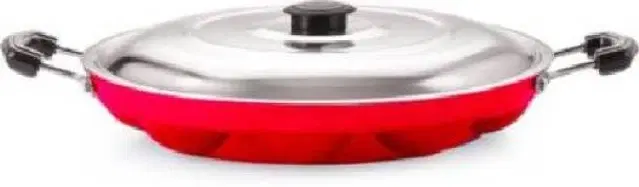 ZODEX 12 Cavities Non Stick Appam Patra with Lid and Side Handle, Multicolor, 21 cm