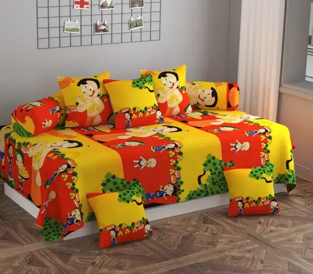 Microfiber Diwan Cover Set, Multicolor, Pack of 8