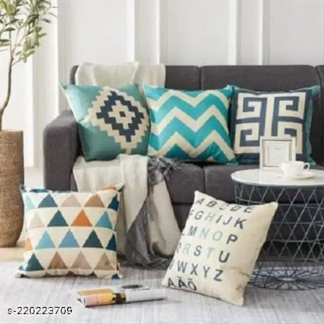 Jute Cushion Covers, Multicolor, 16x16 inches, Pack of 5