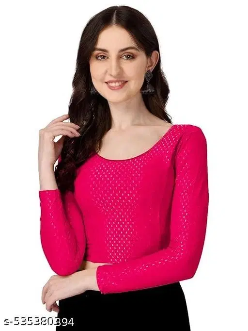 Lycra Ready Made Blouse for Women, Pink (32)