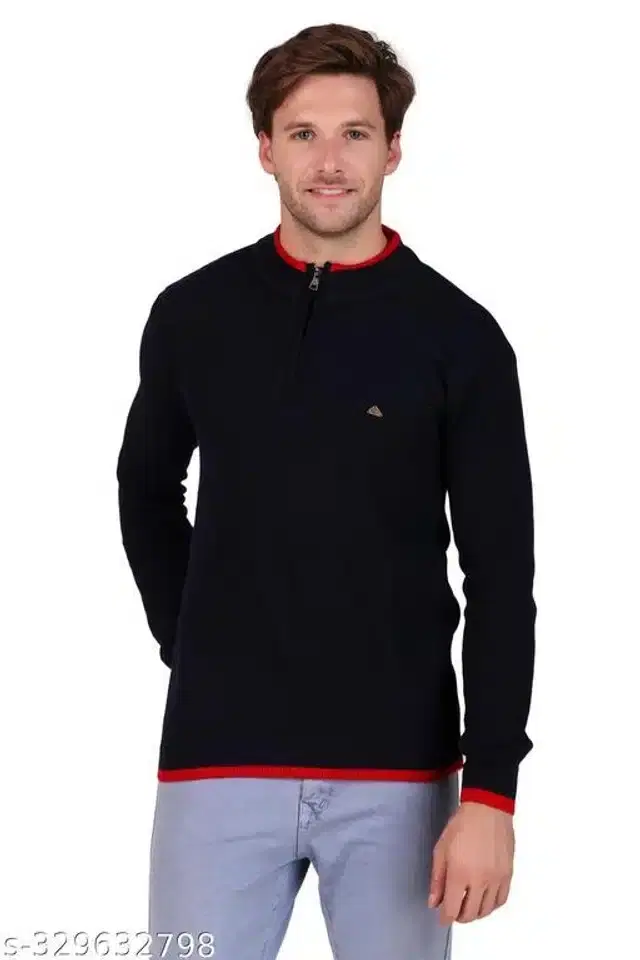 Acrylic Sweater for Men (Black, L)