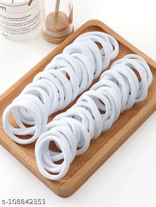Nylon Hair Rubber Bands for Women, Pack of 30 (White, 30)