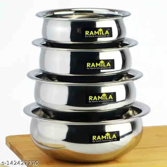 Stainless Steel Handi Set, Silver, Set of 4