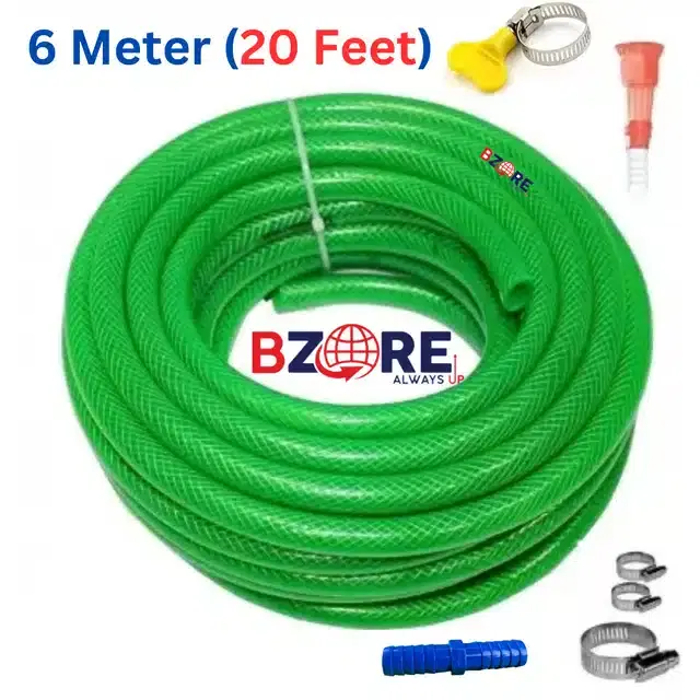 Braided Hose with Tap Connector, Green, 20 feet
