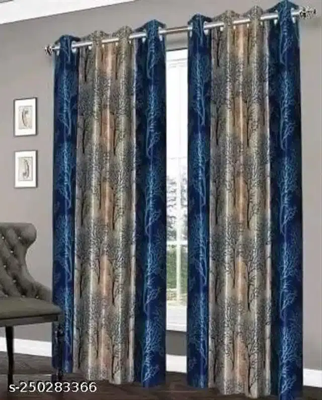 Curtains for Door, Blue, 5 Feet, Pack of 2