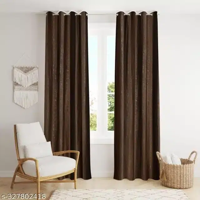 Polyester Curtain for Window, Brown, 5 Feet