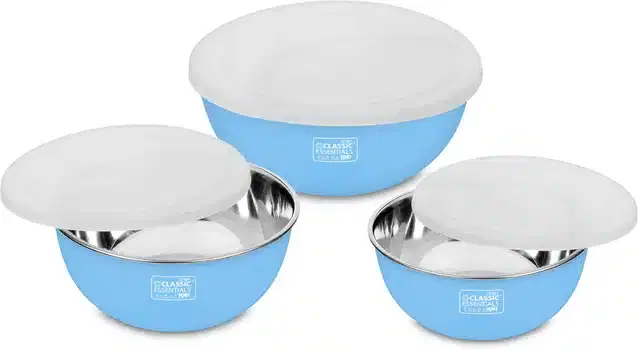 Stainless Steel Vegetable Bowl, Pack of 3, Blue