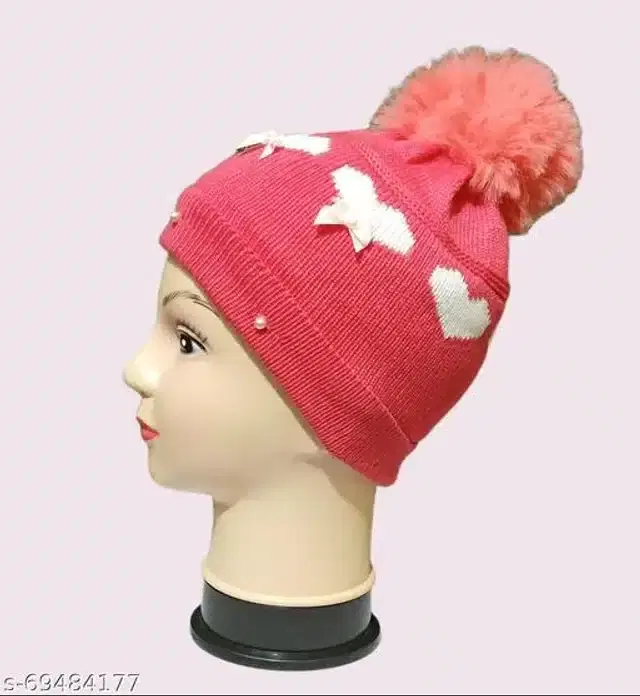 Woolen Cap for Women (Pink)