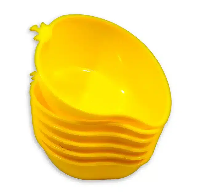 Plastic Snacks & Dessert Bowl Set, Yellow, Pack of 6