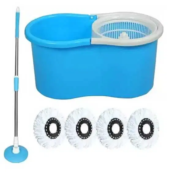 Bucket 360 Degree Spin Mop Set and 4 Refills, Blue, Pa-03