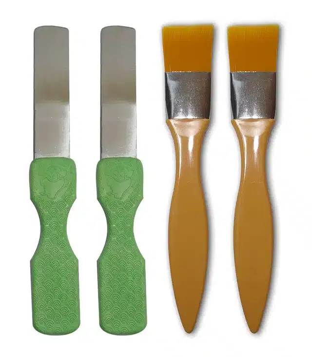 Plastic Knife with Paint Brush Set, Multicolor, Set of 4
