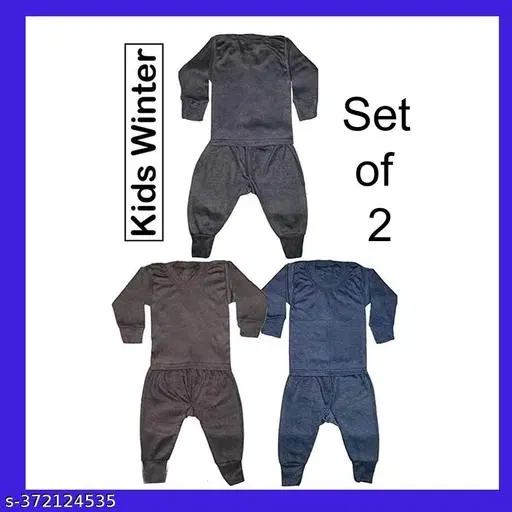 Woolen Thermal Set for Kids, Set of 2 (Multicolor, 0-3 Months)