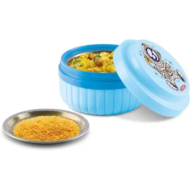 Milton Bestie Big Plastic Insulated Lunch Box With Partition Plate, 315 ml, Light Blue 1 Containers Plastic Office Lunch Box (315 ml)