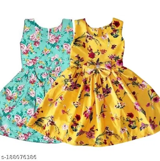 Party Frock for Girls (Yellow, 1-2 Years)