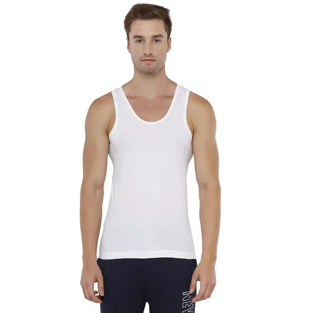 Rupa Bruno Cotton Solid Vest for Men, White (80 cm)