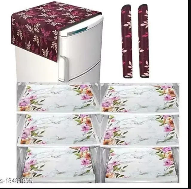 Knitted Fridge Cover, With 6xFridge Mat And 2xHandle Cover Pack Of 9 Deep Wine