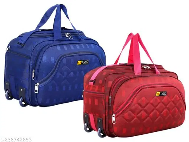 Polyester Duffel Bags, Red & Blue, Pack of 2