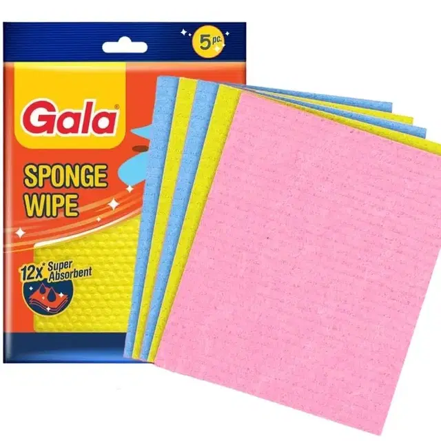 Gala Sponge Wipe For Kitchen, Kitchen Cleaning Sponge,Biodegradable Cellulose Material For Kitchen And Home Cleaning (5 Pc Pack)