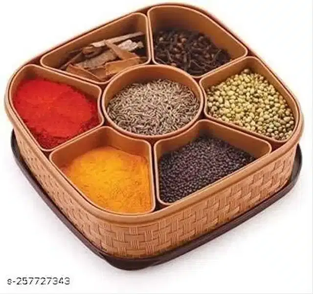 7 Sections Multipurpose Masala Box, Brown