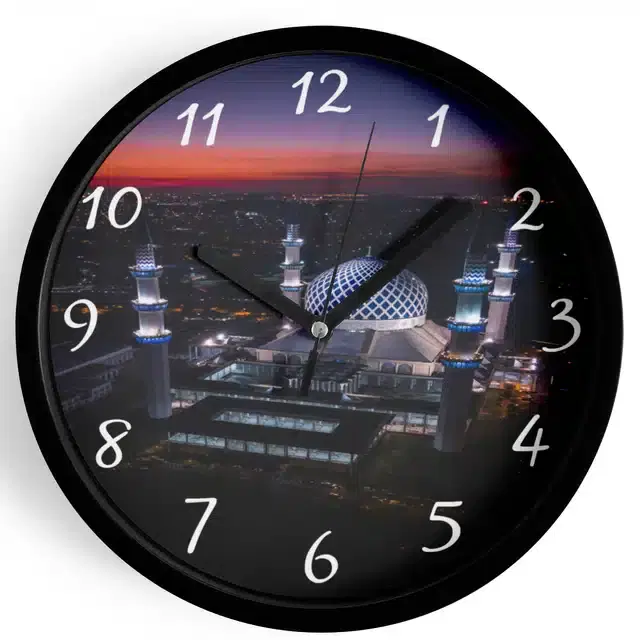Plastic Islamic Allah Printed Wall Clock, Multicolor, 10x10 Inches
