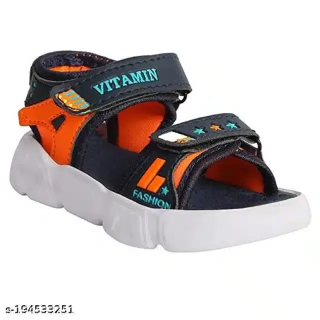 Sandal for Boys (Black & Orange, 4.5-5 Years)