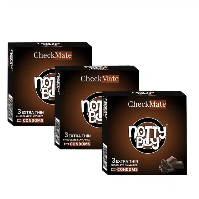 Notty Boy 3 Pcs Checkmate Chocolate Condoms for Men, Set of 3