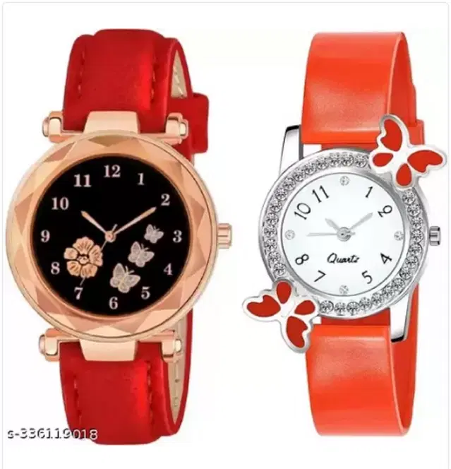 Analog Watch for Women & Girls, Pack of 2 (Multicolor)