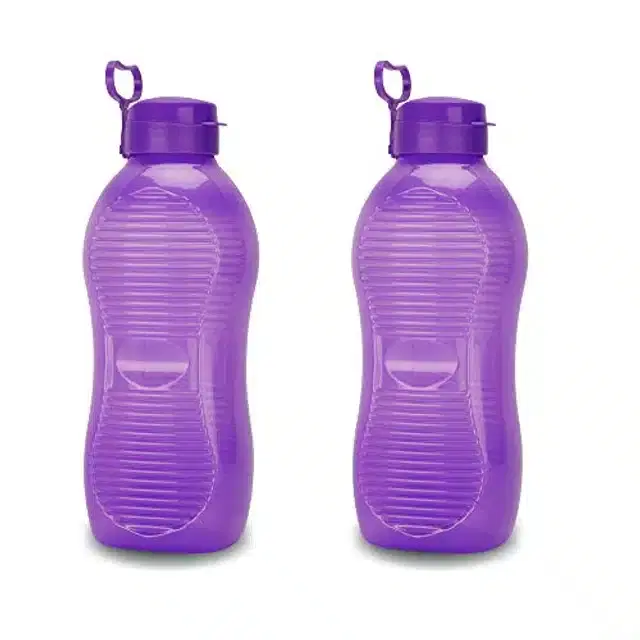 Airtight Plastic Water Bottle with Lid, Purple, 2000 ml, Pack of 2