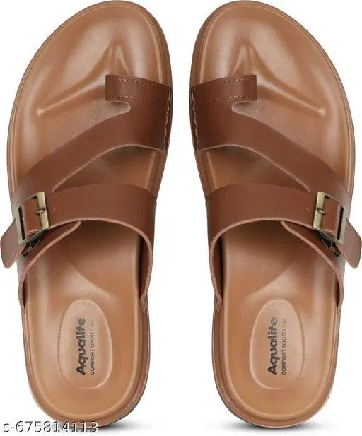 Aqualite PU Sandals for Men (Rust, 6)